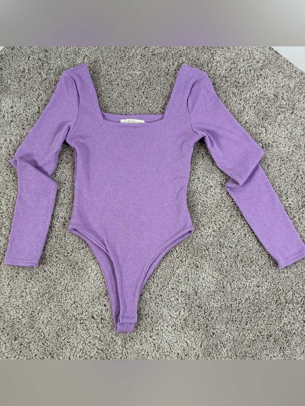 Lilac Long-Sleeve Textured One-Piece Bodysuit